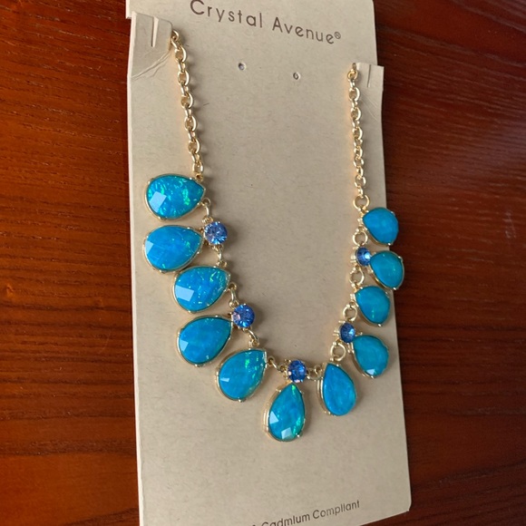 Blue Iridescent Drop Necklace - Picture 2 of 4
